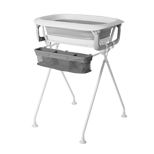 Bañera plegable con soporte con cesta y hamaca blanda 